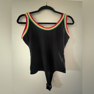 Express stretchy black rainbow one piece leotard